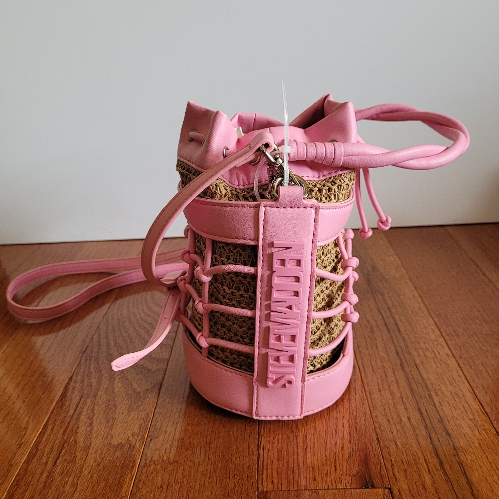 Steve Madden Detachable 2 in 1 Purse Bright Pink Women's Versatile Woven NWT